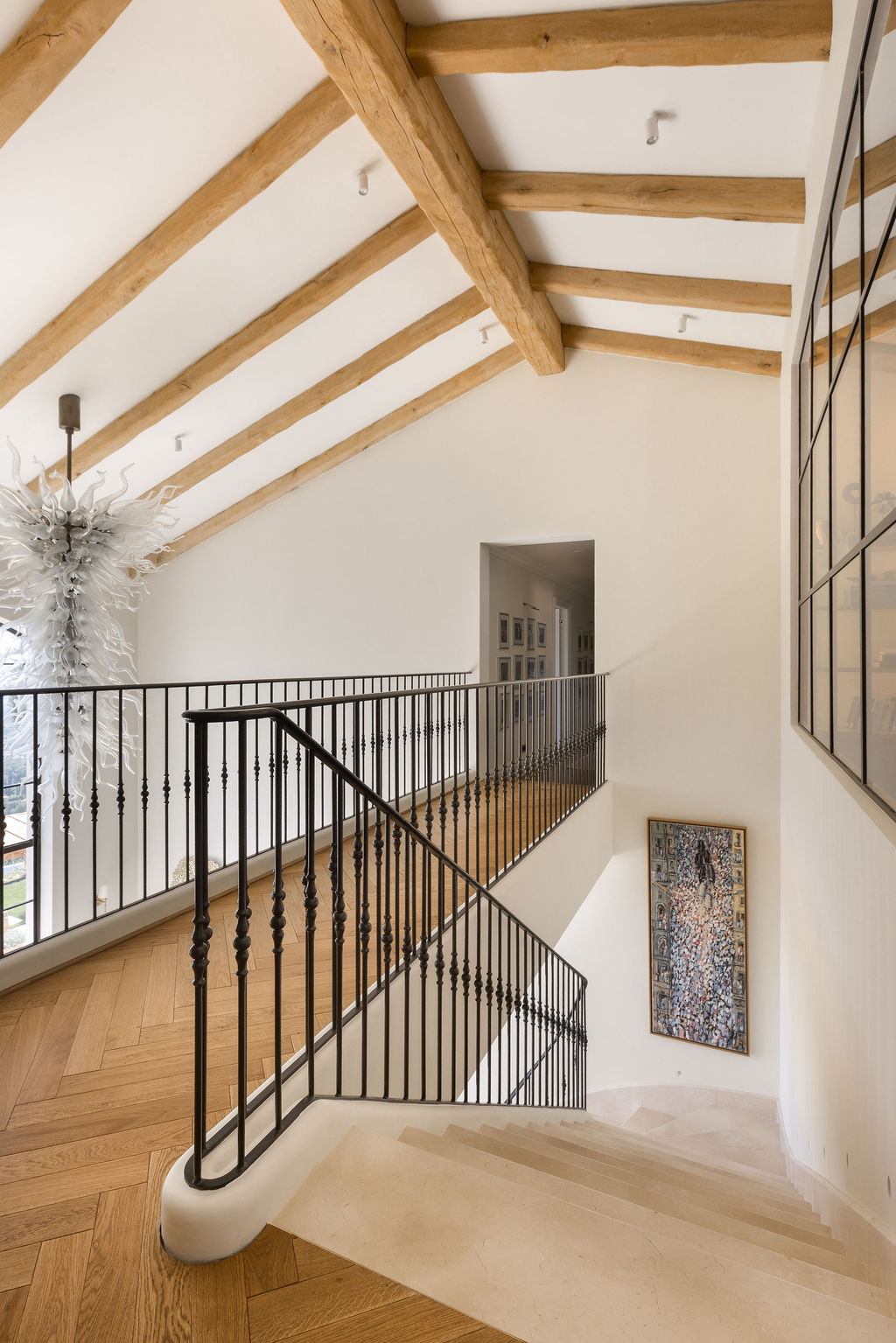 Olive D’Or — Beamed staircase landing